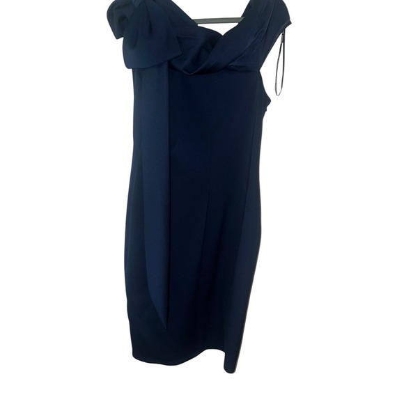 Tadashi Shoji - One Shoulder Draped Neoprene Bow Avant Garde Sleeveless Designer - Picture 5 of 6